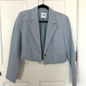 Zara Linen Blend Crop Blazer